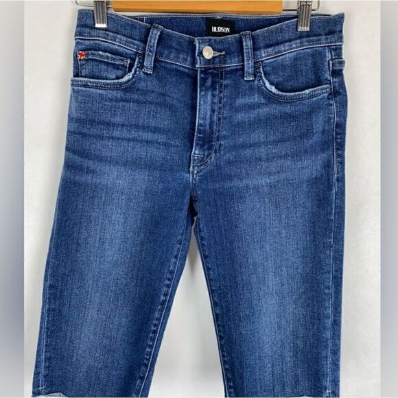 Hudson Amina Mid-Rise Bermuda Shorts Raw Hem Size 25 - Picture 2 of 5